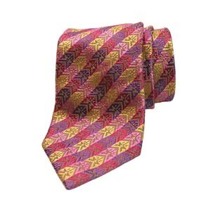 Altea Milano Necktie Woven Patterned Silk Tie Purple‎ Gold Pink Men's